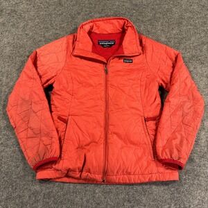Patagonia Jacket Kids Youth Large 12 Orange Quilted Full Zip Outdoor School